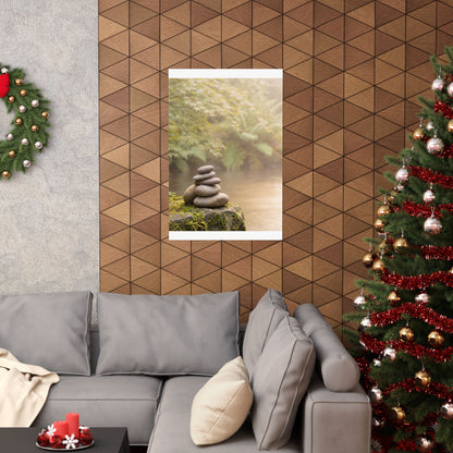 River Stones Summer Wall Art Print | Japandi Cozy Design