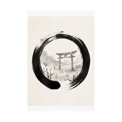 Spring Torii Gate Enso Wall Art Print | Calm Decor