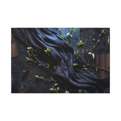 Spring Silk Drape Dark Texture Canvas Art | Atmospheric Decor