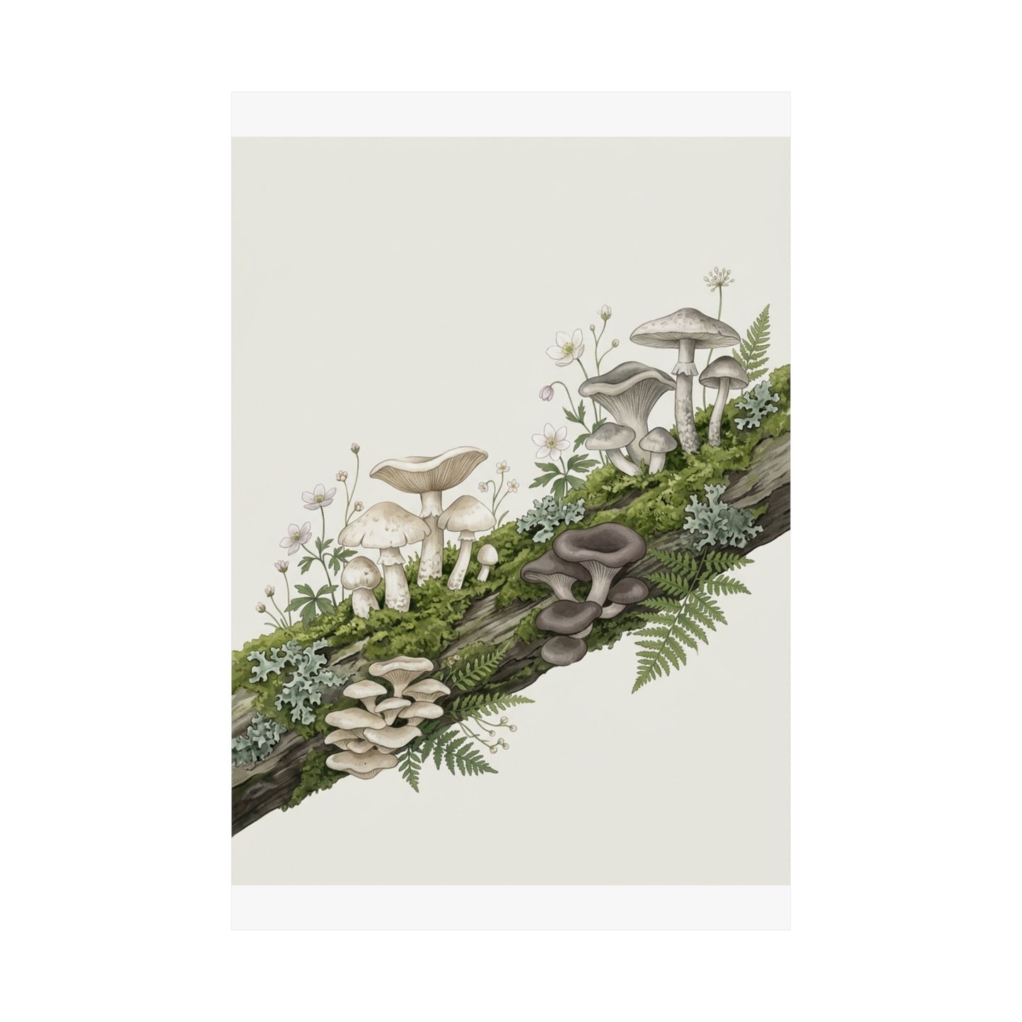 Dried Flowers Japanese Pattern Wall Art Print | Cozy Japandi Art