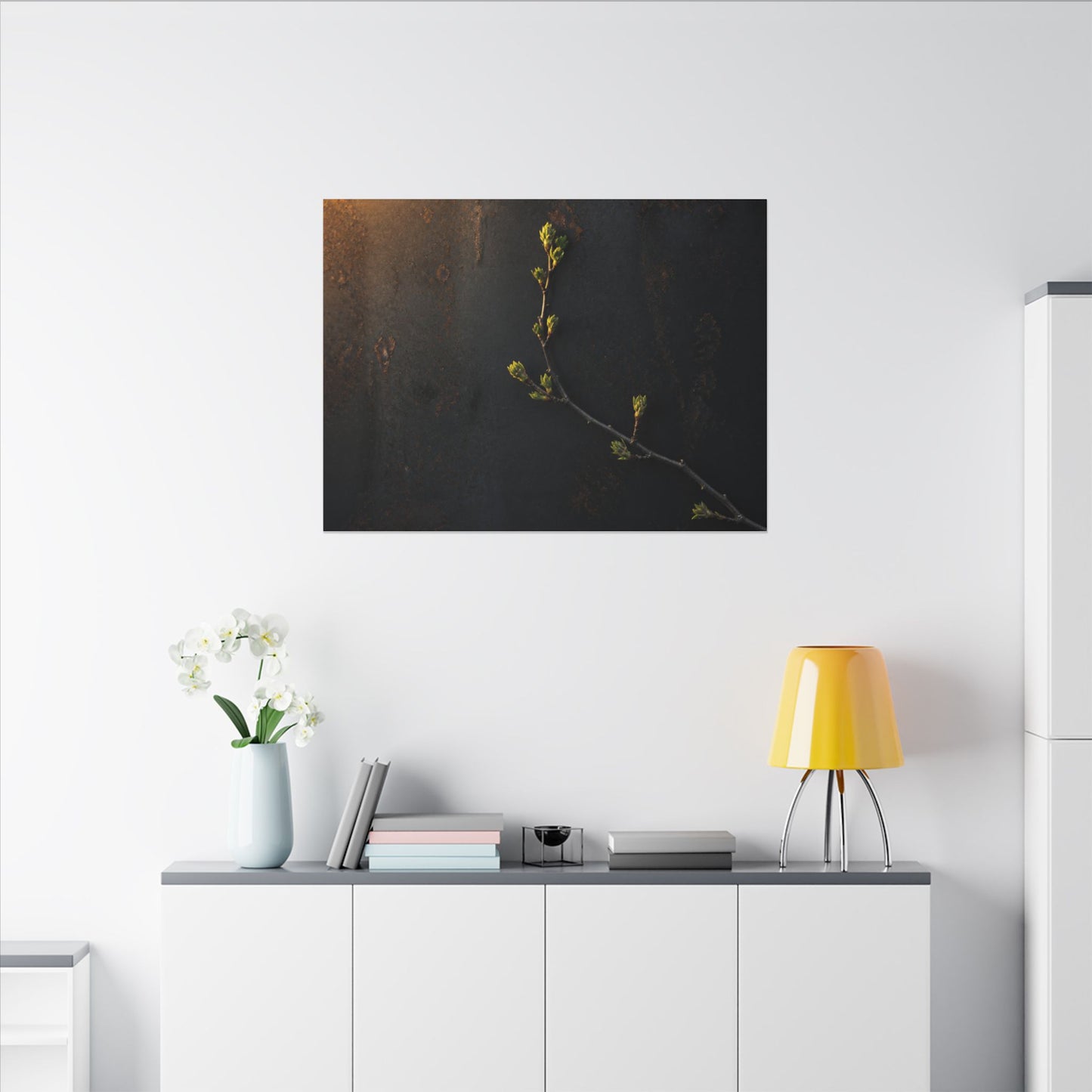 Dark Japandi Rust Patina in Golden Hour | Moody Minimal Canvas Art