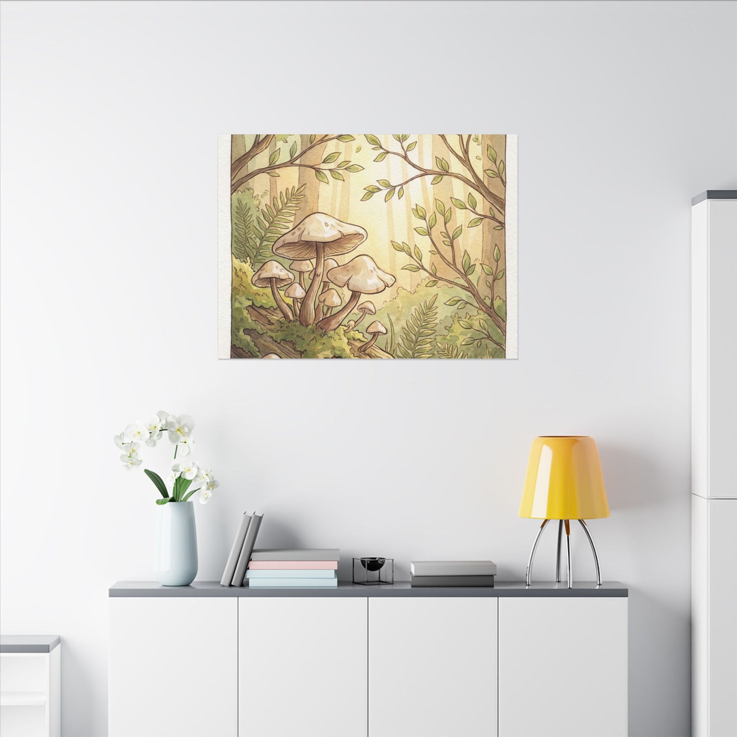 Spring Wild Mushrooms Mushroom Illustration Canvas Art | Cozy Decor