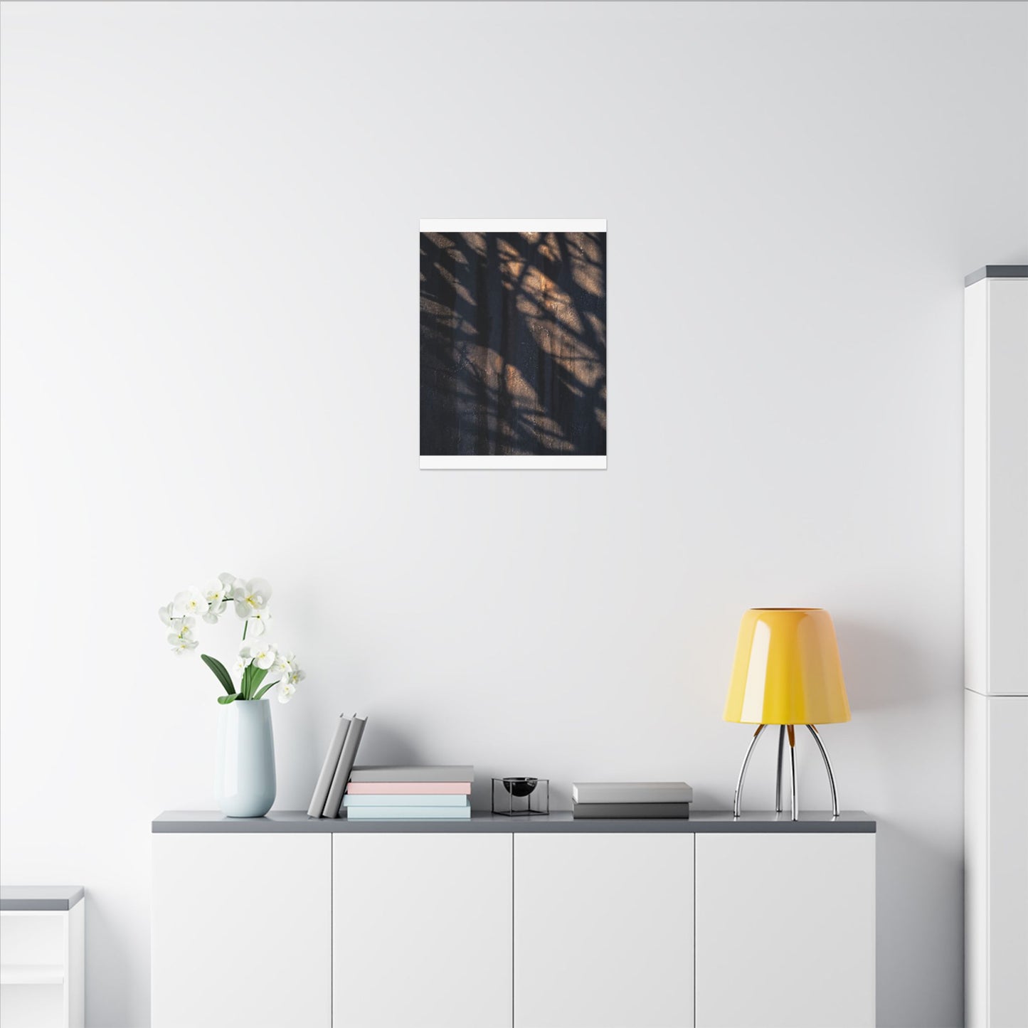 Dark Japandi Shadow Play in Golden Hour | Shadow Zen Canvas Art