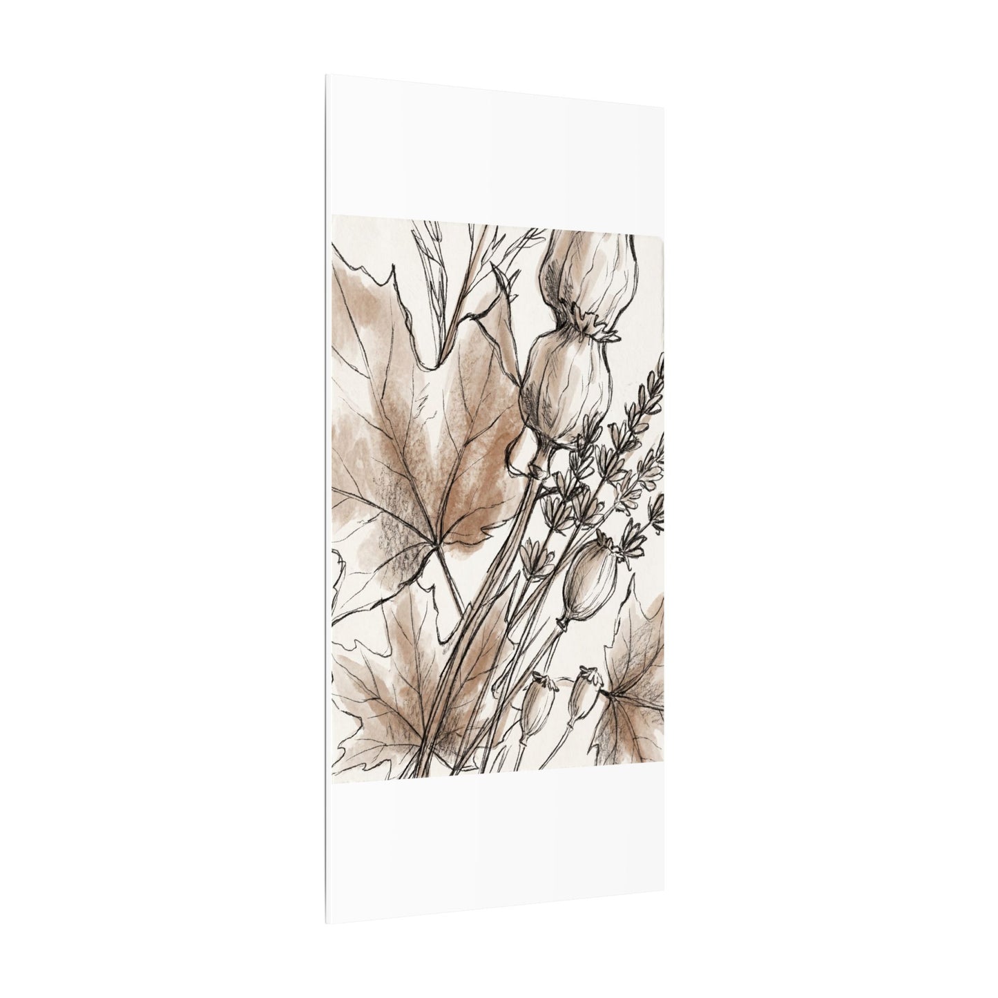 Neutral Dried Flowers Canvas Art - Minimal Line Japandi