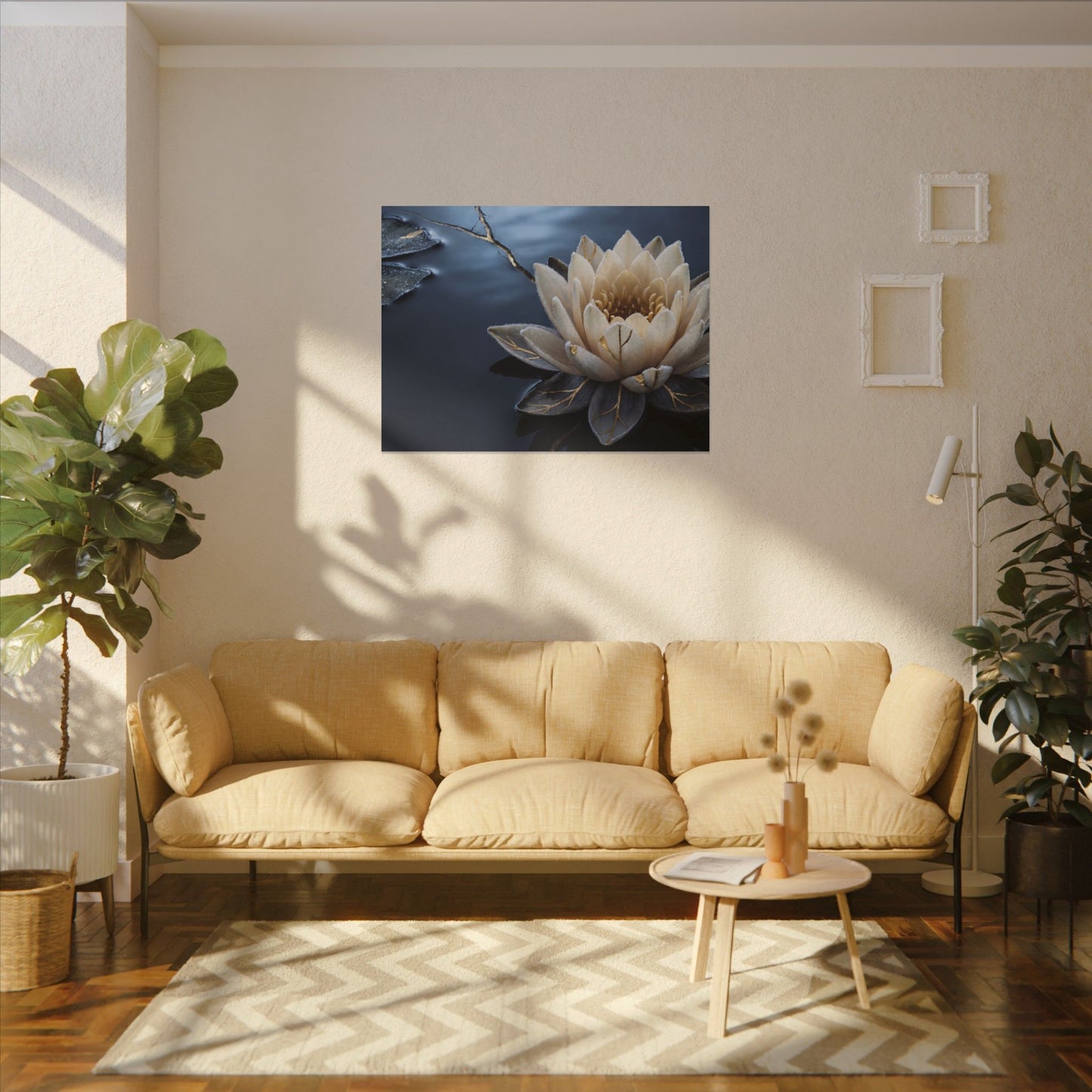 Beautiful Lotus Flower Canvas Art - Gold Vein Kintsugi
