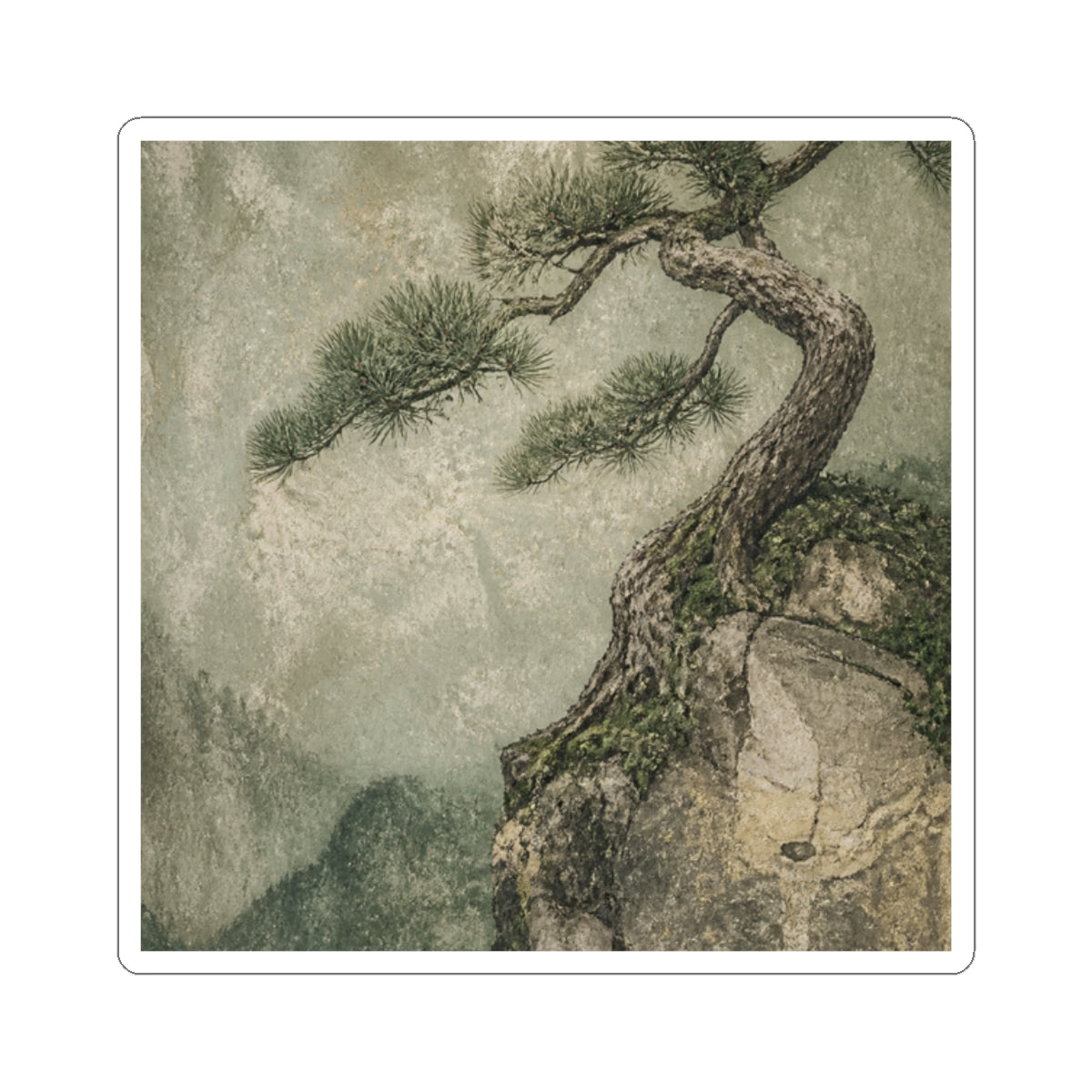 Pine Tree Texture Sticker | Warm Japandi Art