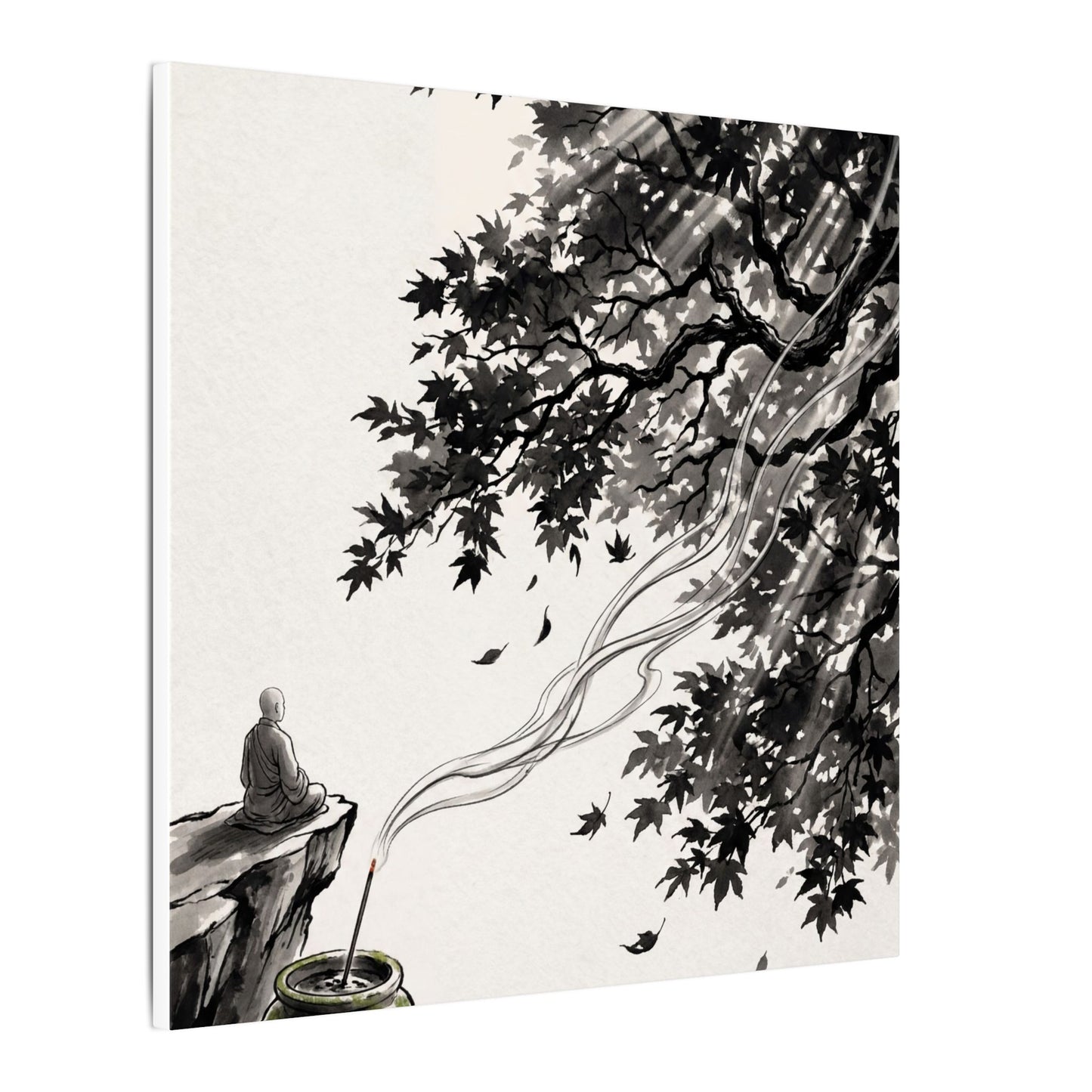 Serene Incense Smoke Canvas Art - Ukiyo E Inspired Zen