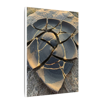 Broken Pottery Winter Canvas Art | Kintsugi Resilient Design