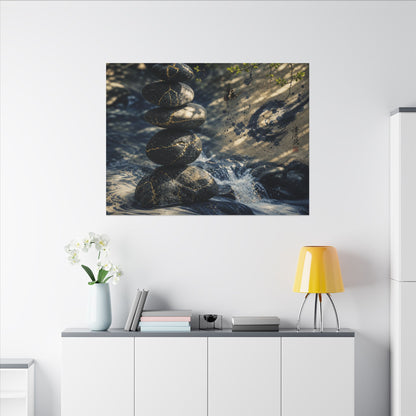 Kintsugi River Stones in Dappled | Broken Beauty Canvas Art