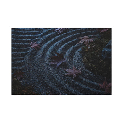 Rock Garden Canvas Art | Autumn Dark Japandi Dark Texture Art