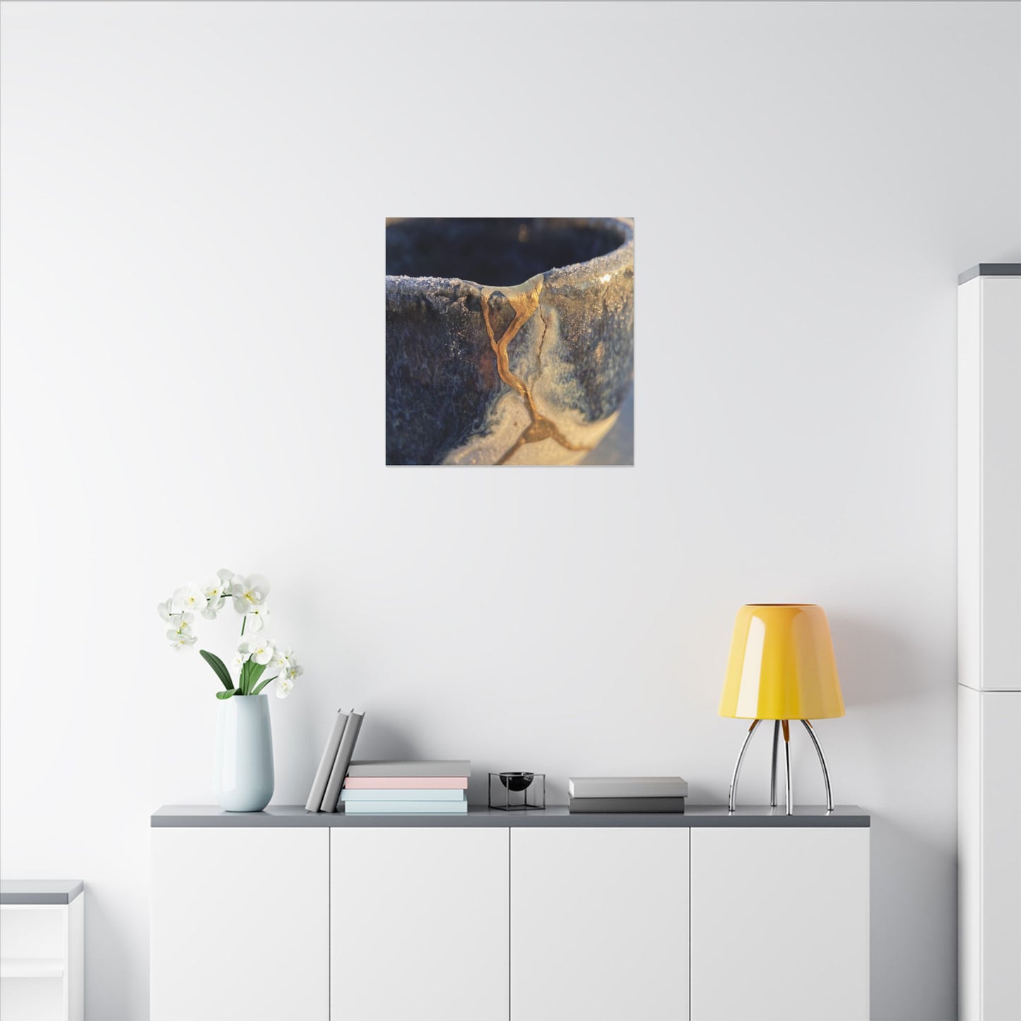 Winter Ceramic Bowl Gold Vein Canvas Art | Healing Decor