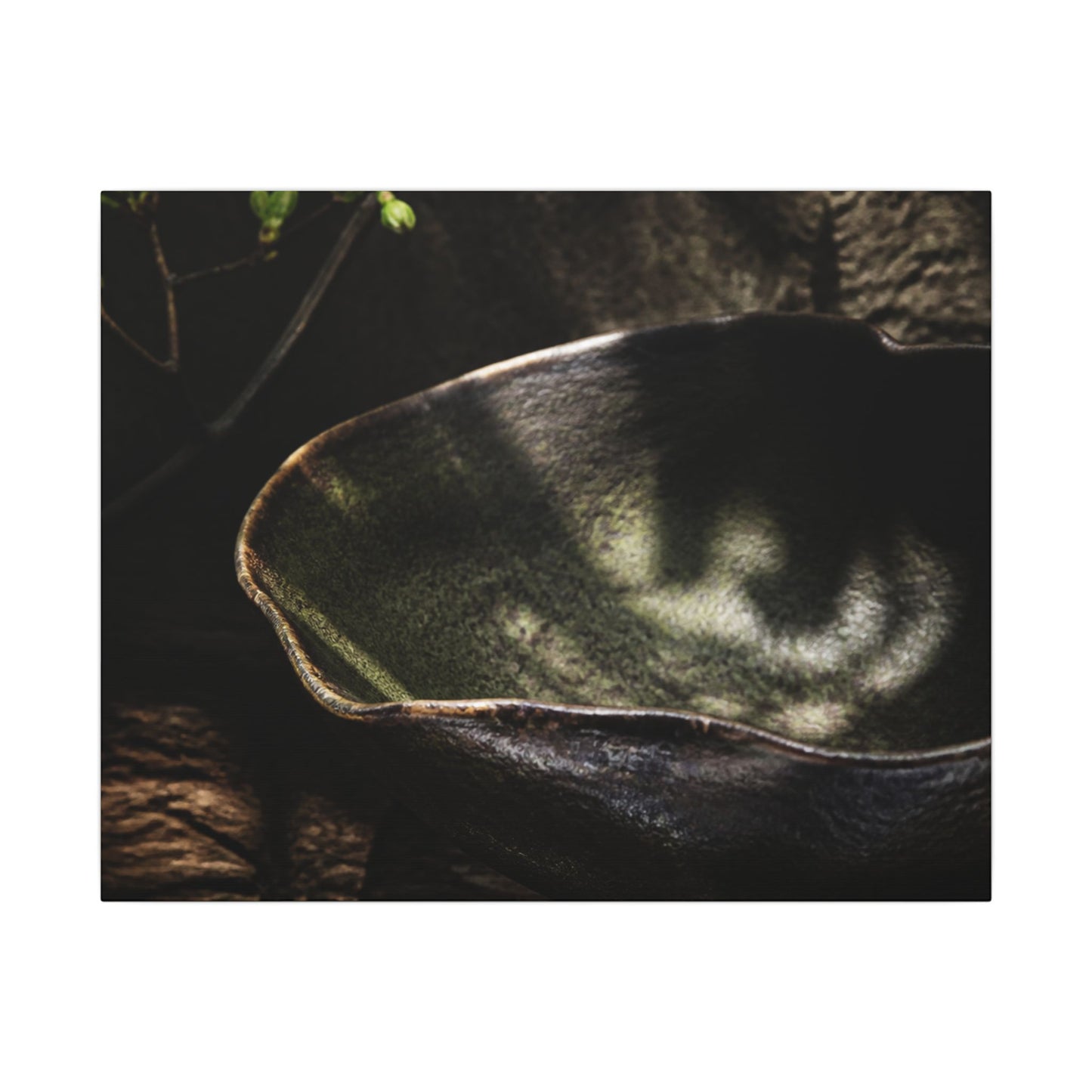 Sophisticated Ceramic Bowl Canvas Art - Dark Texture Dark Japandi