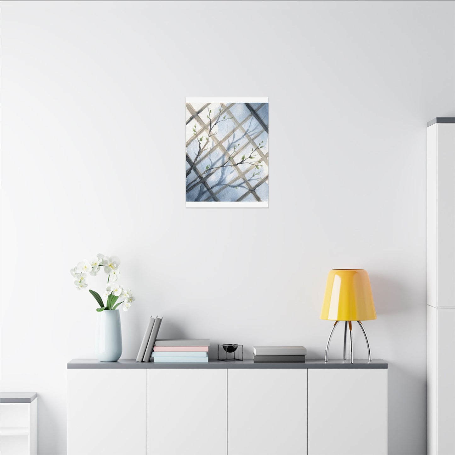 Shoji Screen Canvas Art | Spring Japandi Watercolor Art