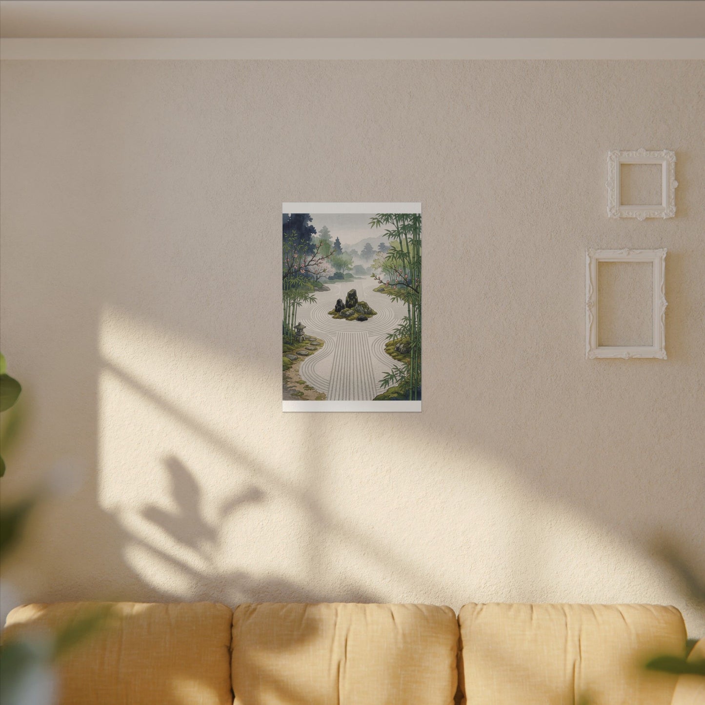Rock Garden Ukiyo E Inspired Canvas Art | Contemplative Zen Art