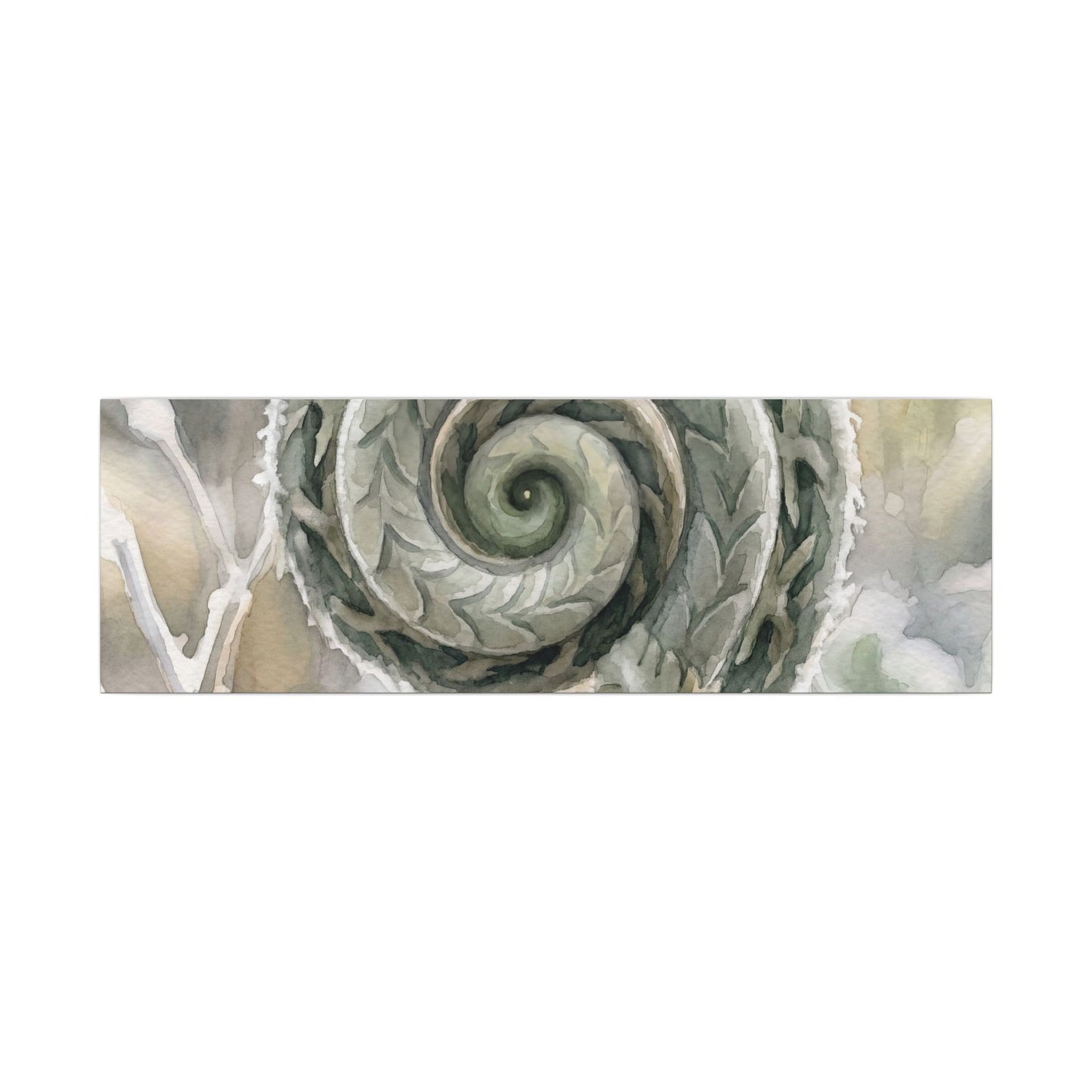 Winter Fern Unfurling Watercolor Canvas Art | Cozy Decor