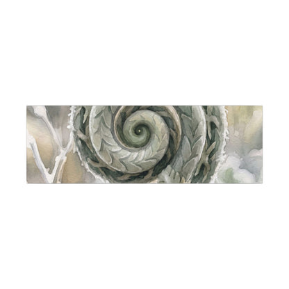 Winter Fern Unfurling Watercolor Canvas Art | Cozy Decor