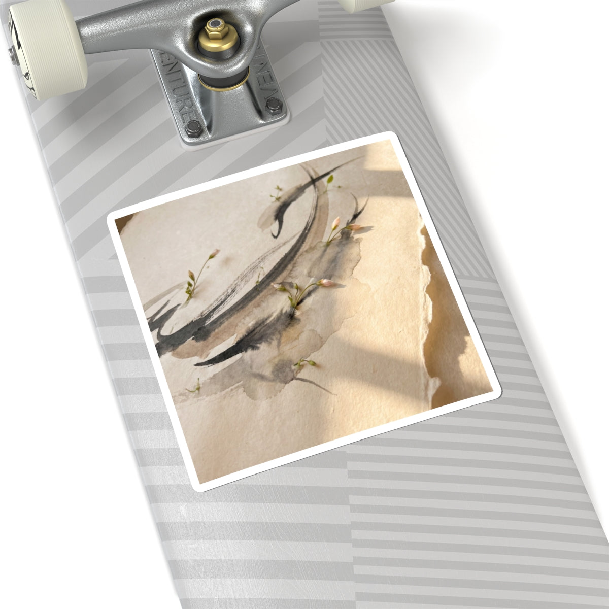 Ink Brushstroke Watercolor Sticker | Neutral Japandi Art