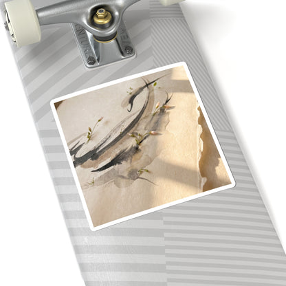 Ink Brushstroke Watercolor Sticker | Neutral Japandi Art