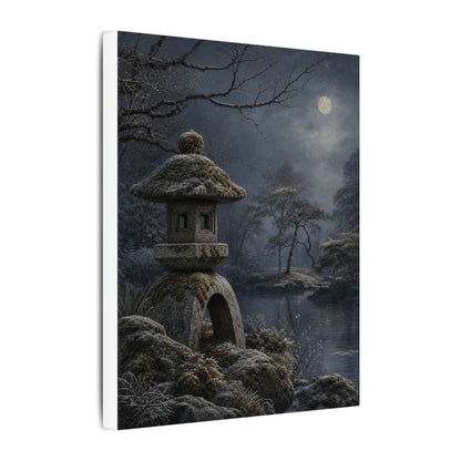 Stone Lantern Canvas Art | Winter Japandi Japanese Pattern Art