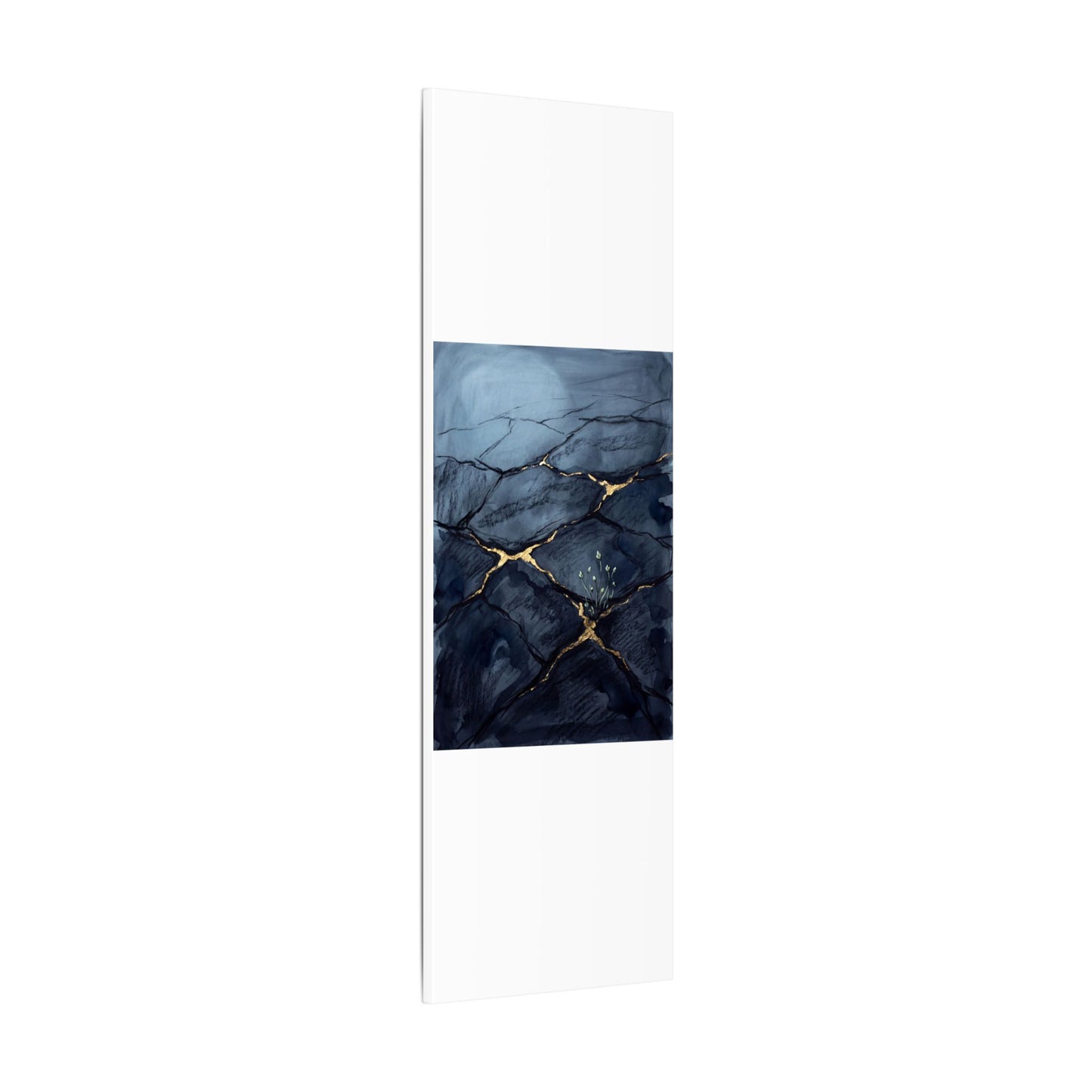 Mono No Aware Cracked Earth Canvas Art - Dark Japandi Charcoal Ink
