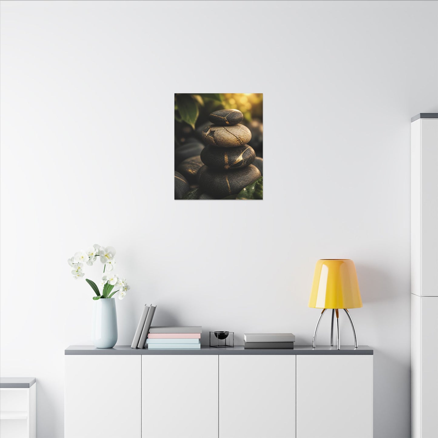 Summer River Stones Broken Beauty Canvas Art | Healing Decor