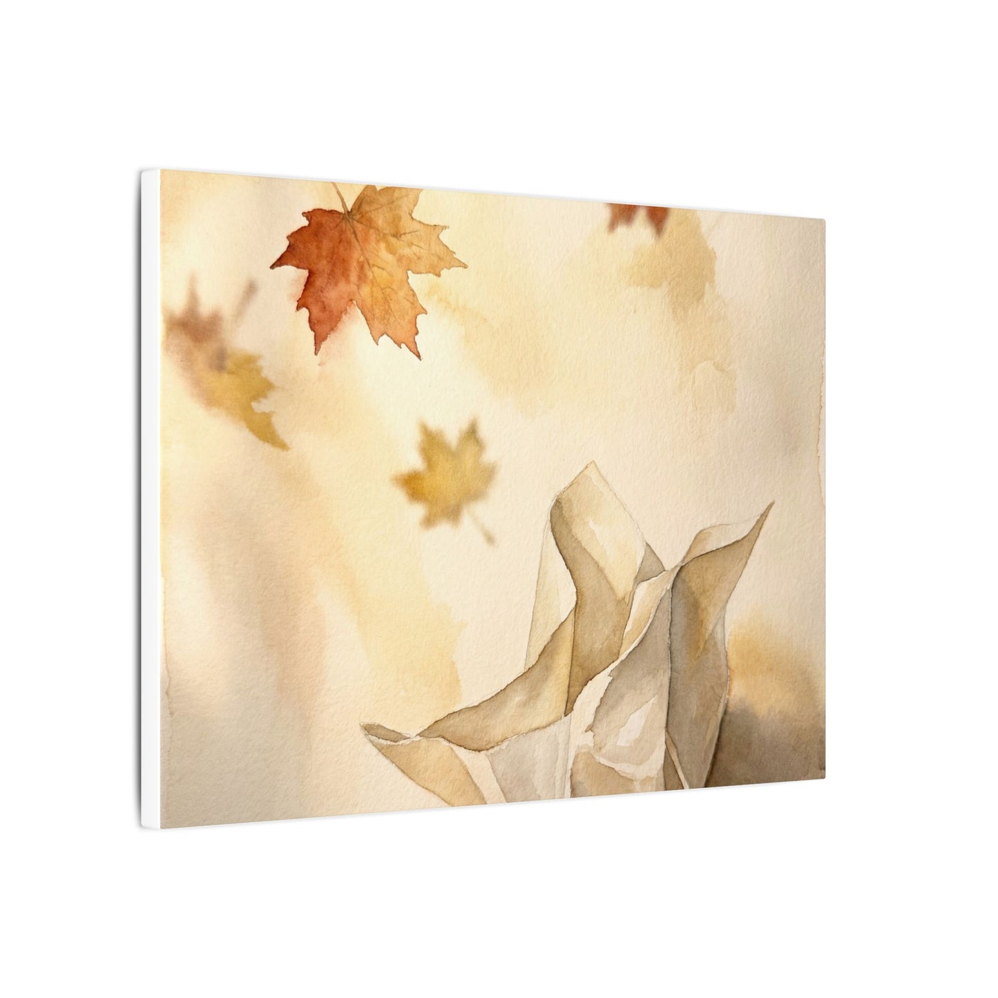 Japandi Paper Fold in Golden Hour | Watercolor Canvas Art