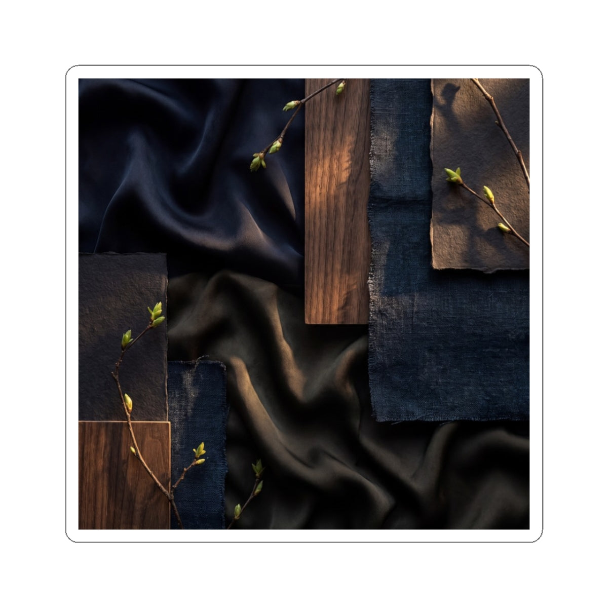 Golden Hour Silk Drape Sticker - Dark Japandi Kanso
