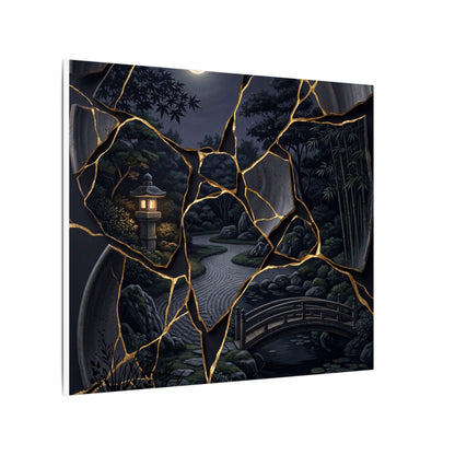 Kintsugi Moonlit Garden in Golden Hour | Gold Repair Canvas Art