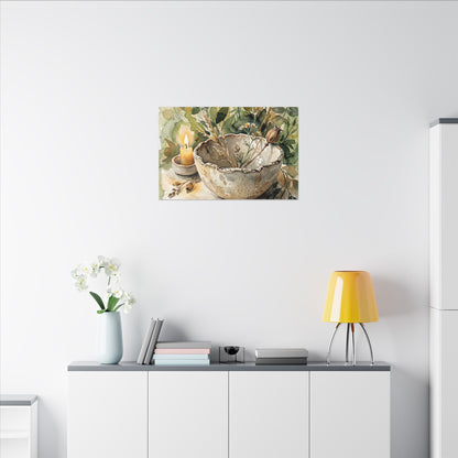 Ceramic Bowl Summer Canvas Art | Japandi Elegant Design