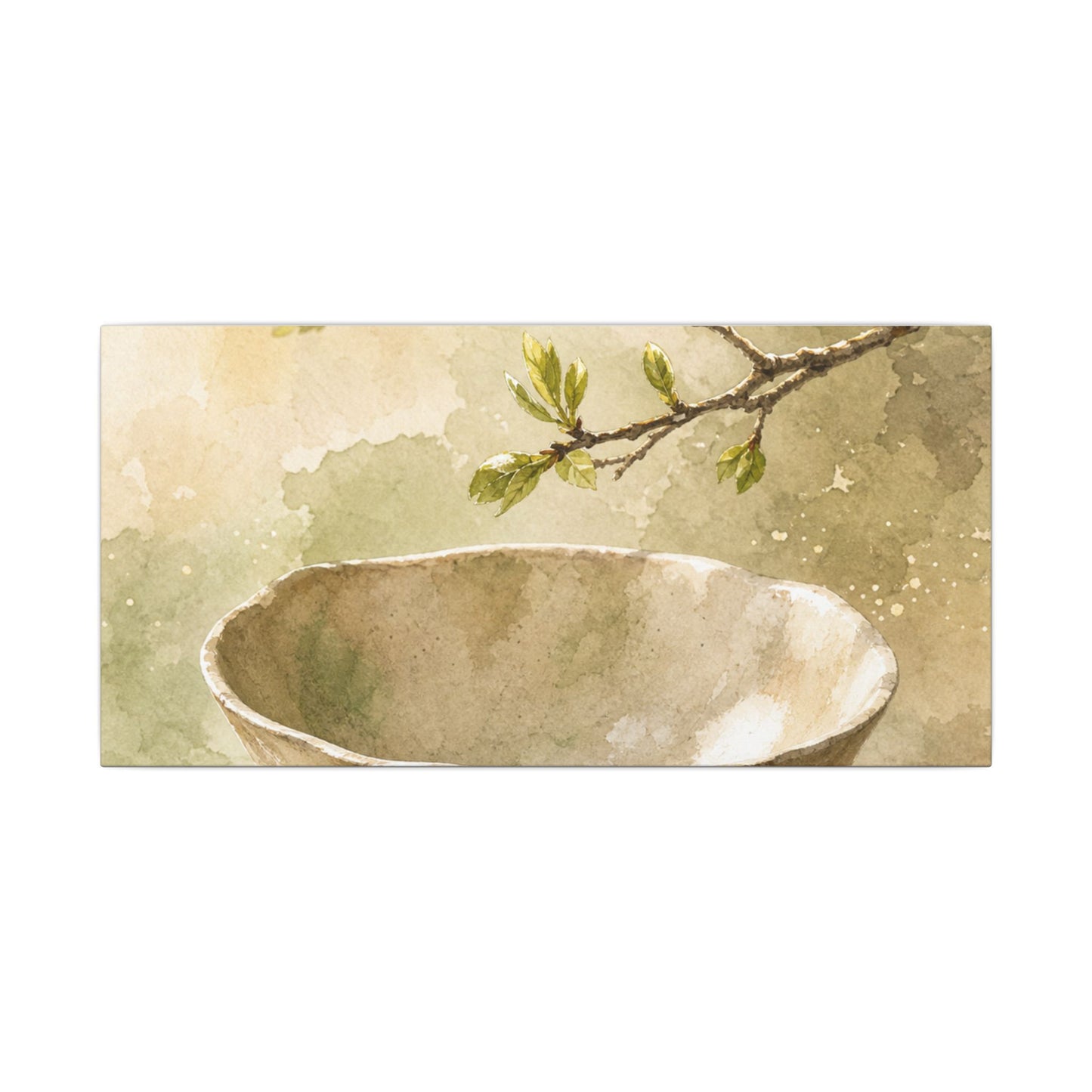 Warm Ceramic Bowl Canvas Art - Watercolor Japandi
