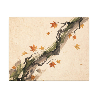 Ink Brushstroke Autumn Canvas Art | Zen Calm Design