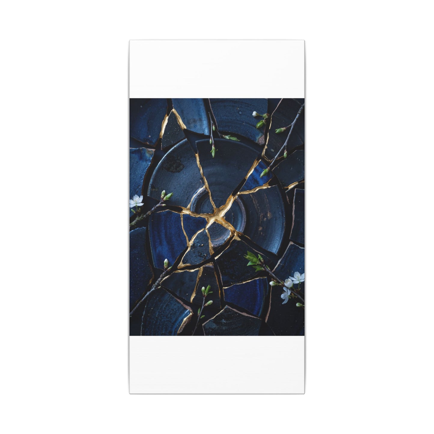 Moonlight Broken Pottery Canvas Art - Kintsugi Fukinsei