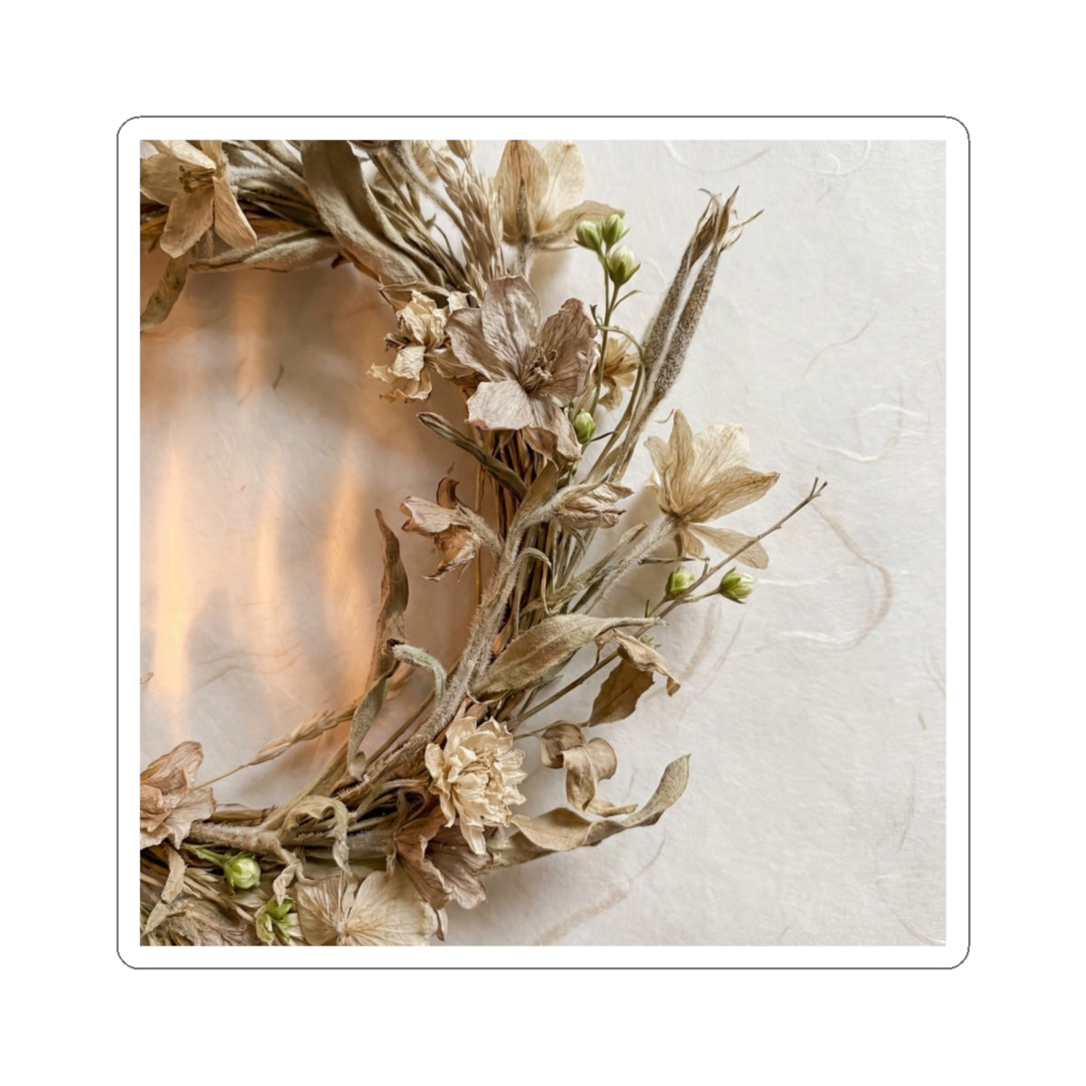 Dried Flowers Japanese Pattern Sticker | Elegant Japandi Art Art Print