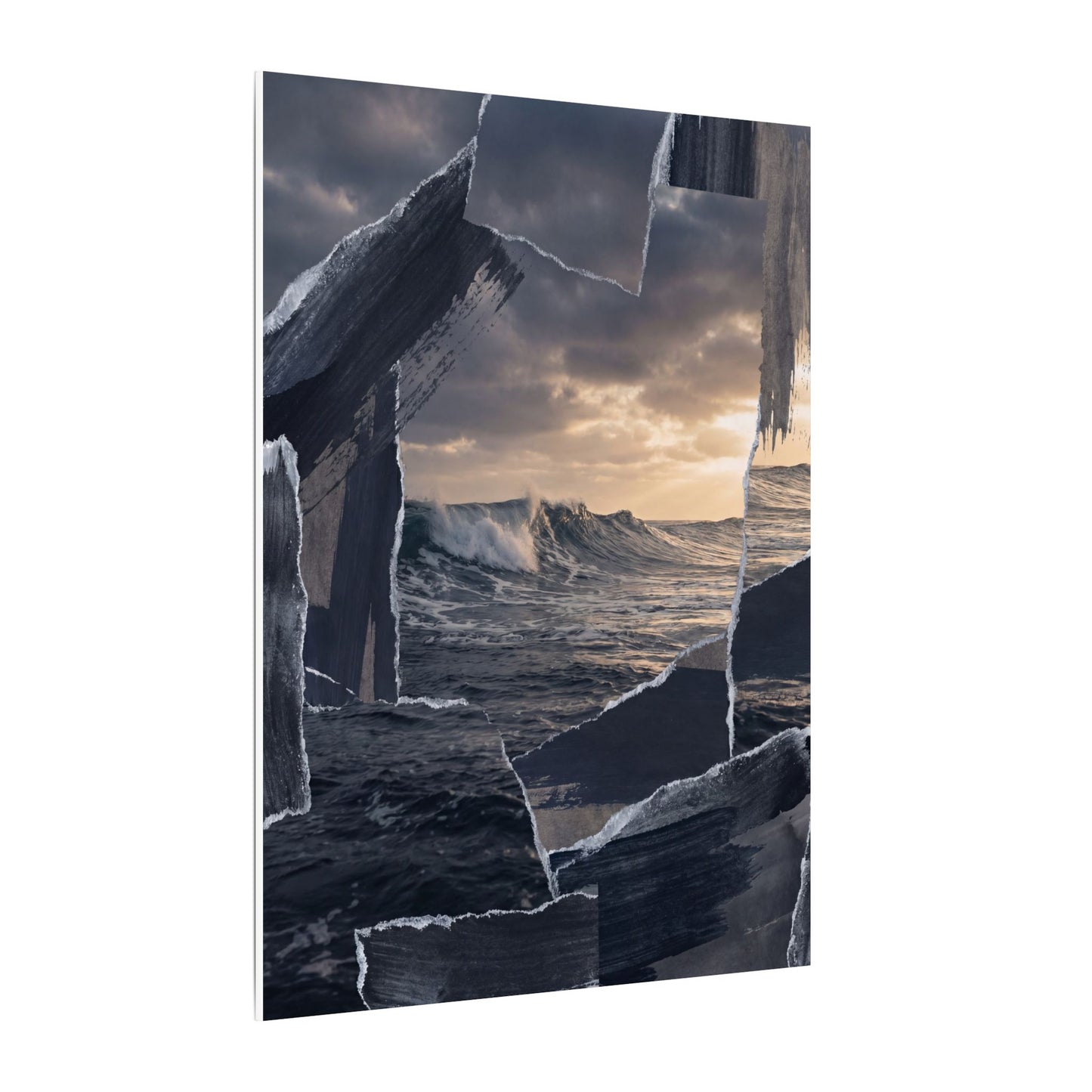 Fukinsei Ocean Wave Canvas Art - Dark Japandi Shadow Zen