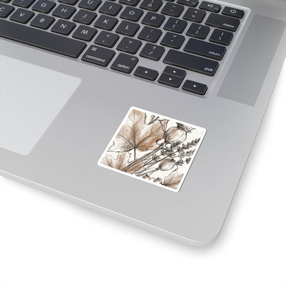 Autumn Dried Flowers Minimal Line Sticker | Elegant Decor