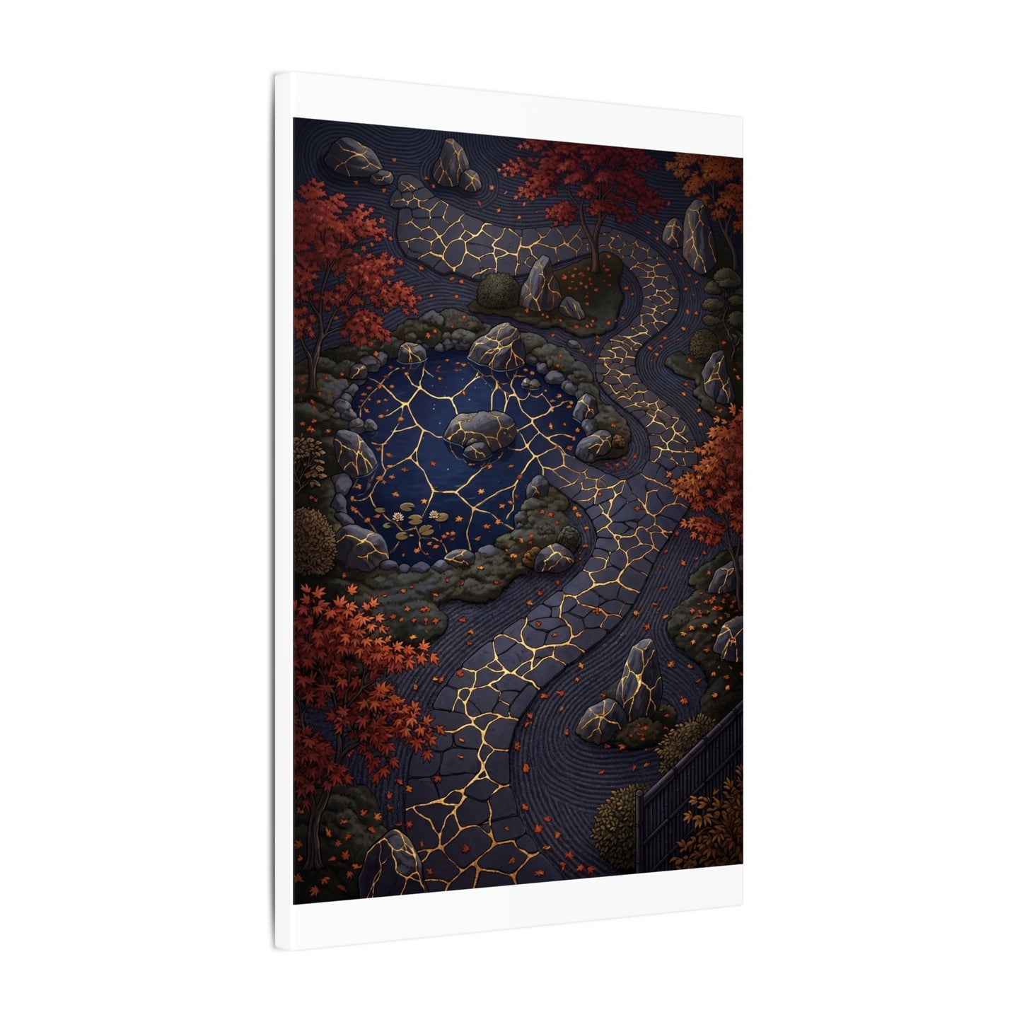 Moonlit Garden Gold Vein Canvas Art | Resilient Kintsugi Art