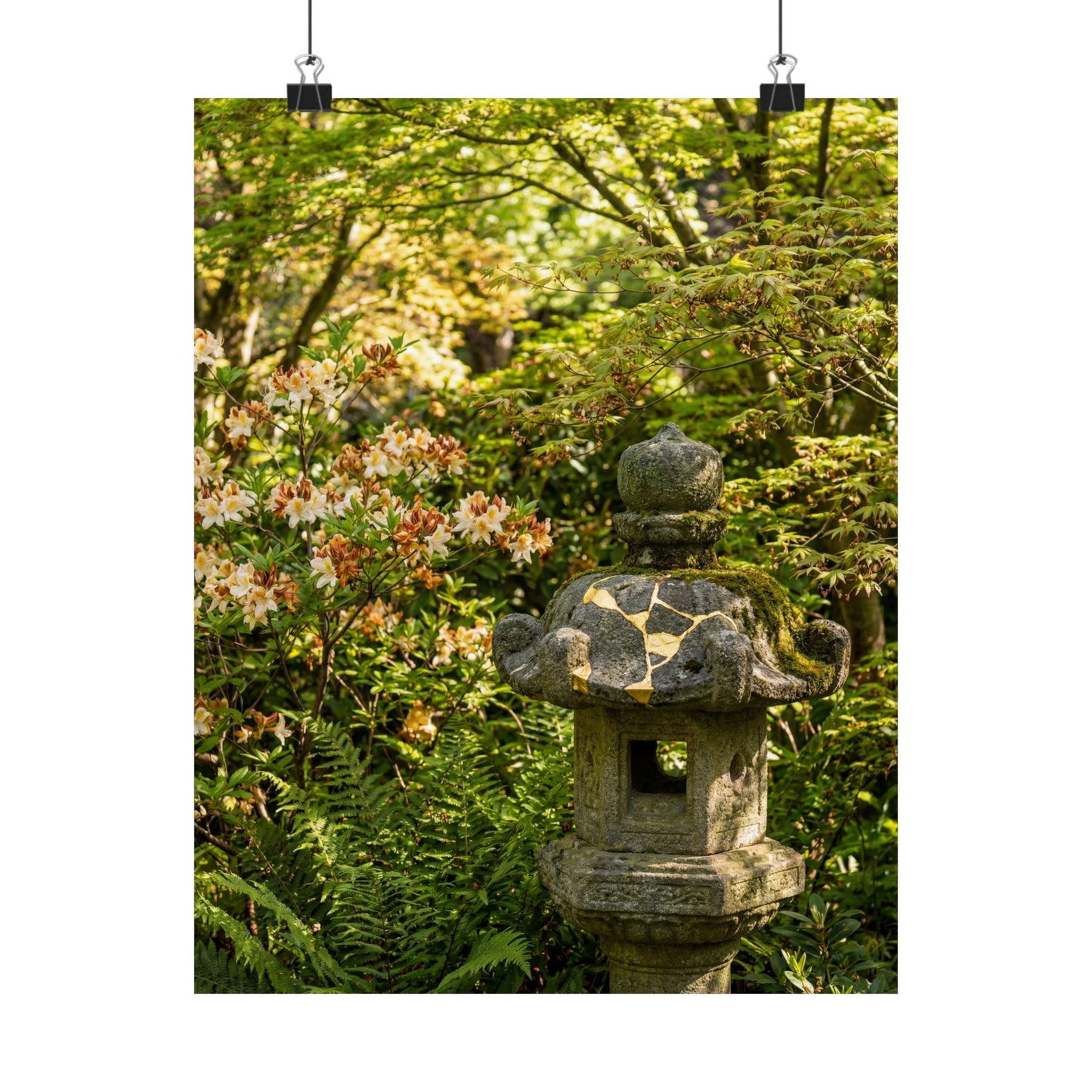 Dappled Stone Lantern Wall Art Print - Kintsugi Shibui Art Print