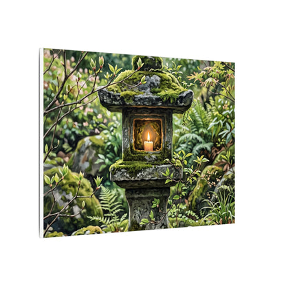 Neutral Stone Lantern Canvas Art - Japanese Pattern Japandi