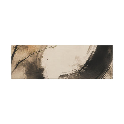 Japandi Ink Brushstroke in Golden Hour | Watercolor Canvas Art