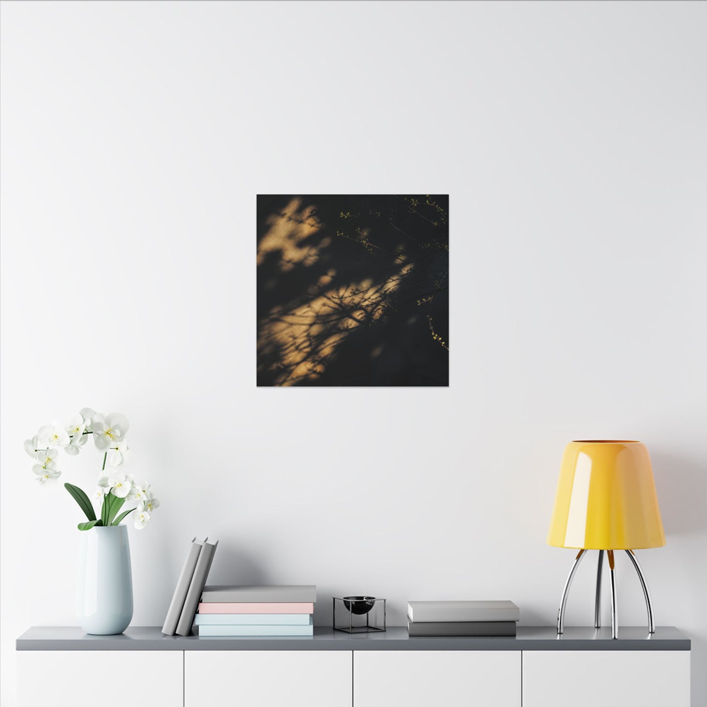 Moody Shadow Play Canvas Art - Moody Minimal Dark Japandi