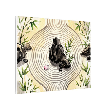Zen Rock Garden in Golden Hour | Sumi E Canvas Art