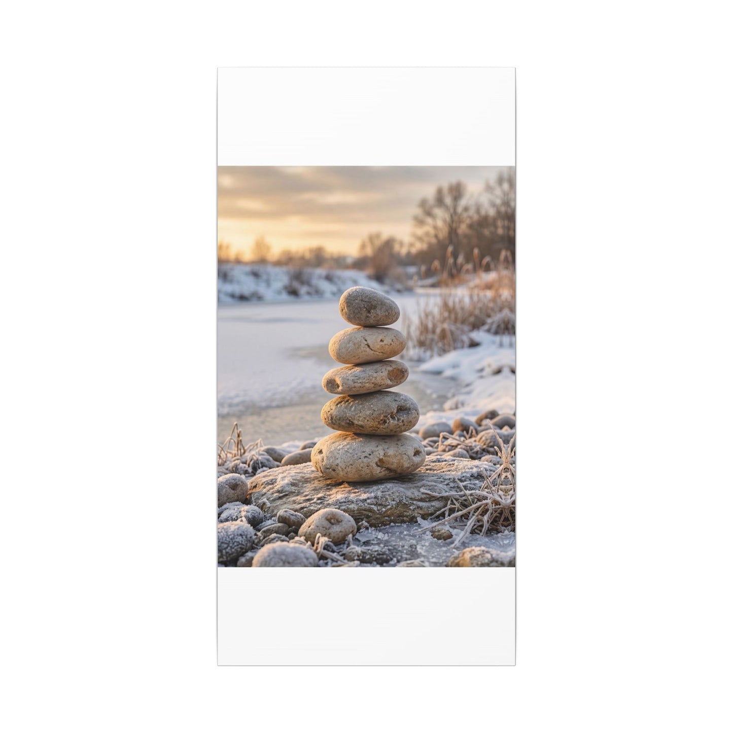 Ma River Stones Canvas Art - Japandi Japanese Pattern