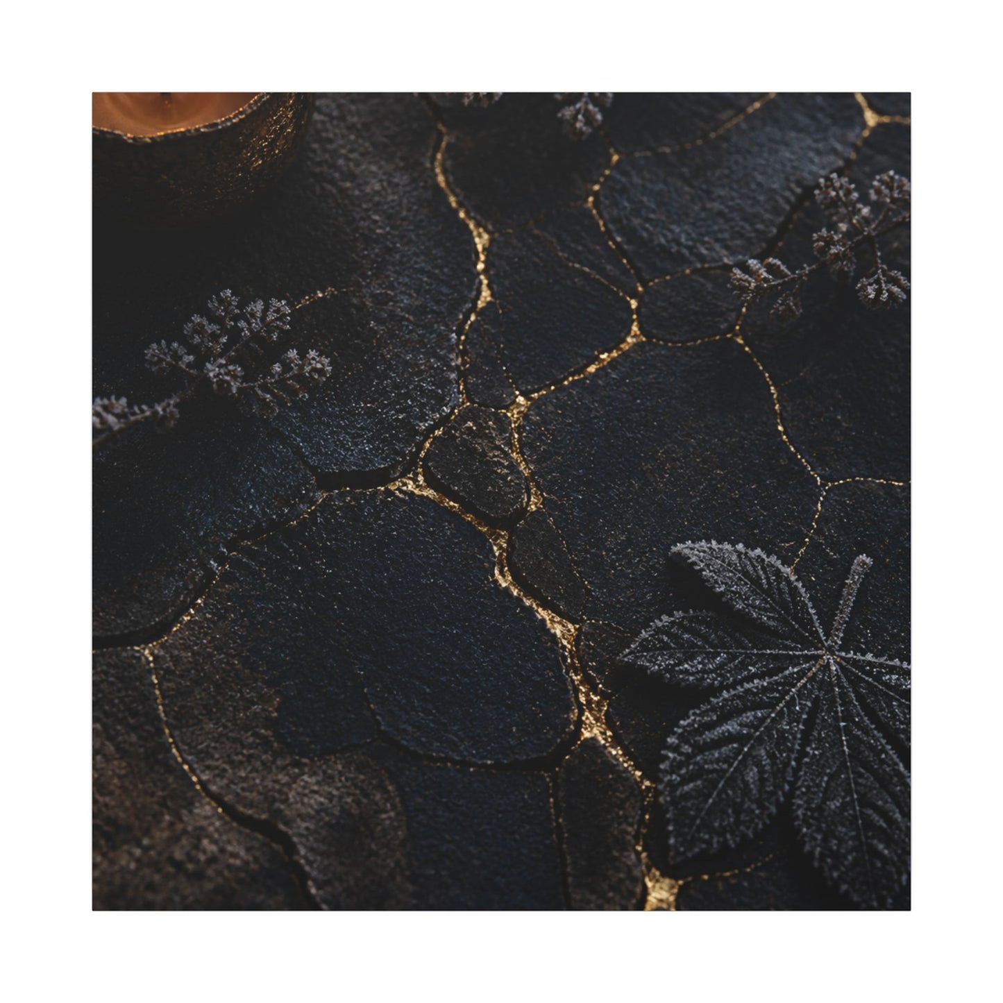 Candlelight Cracked Earth Canvas Art - Dark Japandi Ma