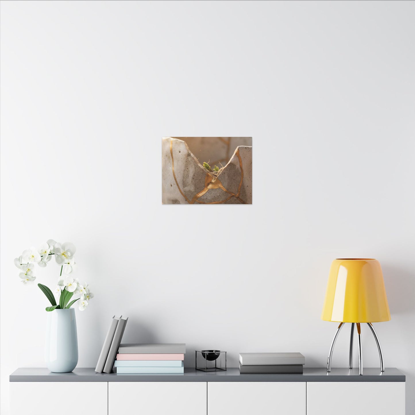 Golden Hour Broken Pottery Canvas Art - Japandi Kanso