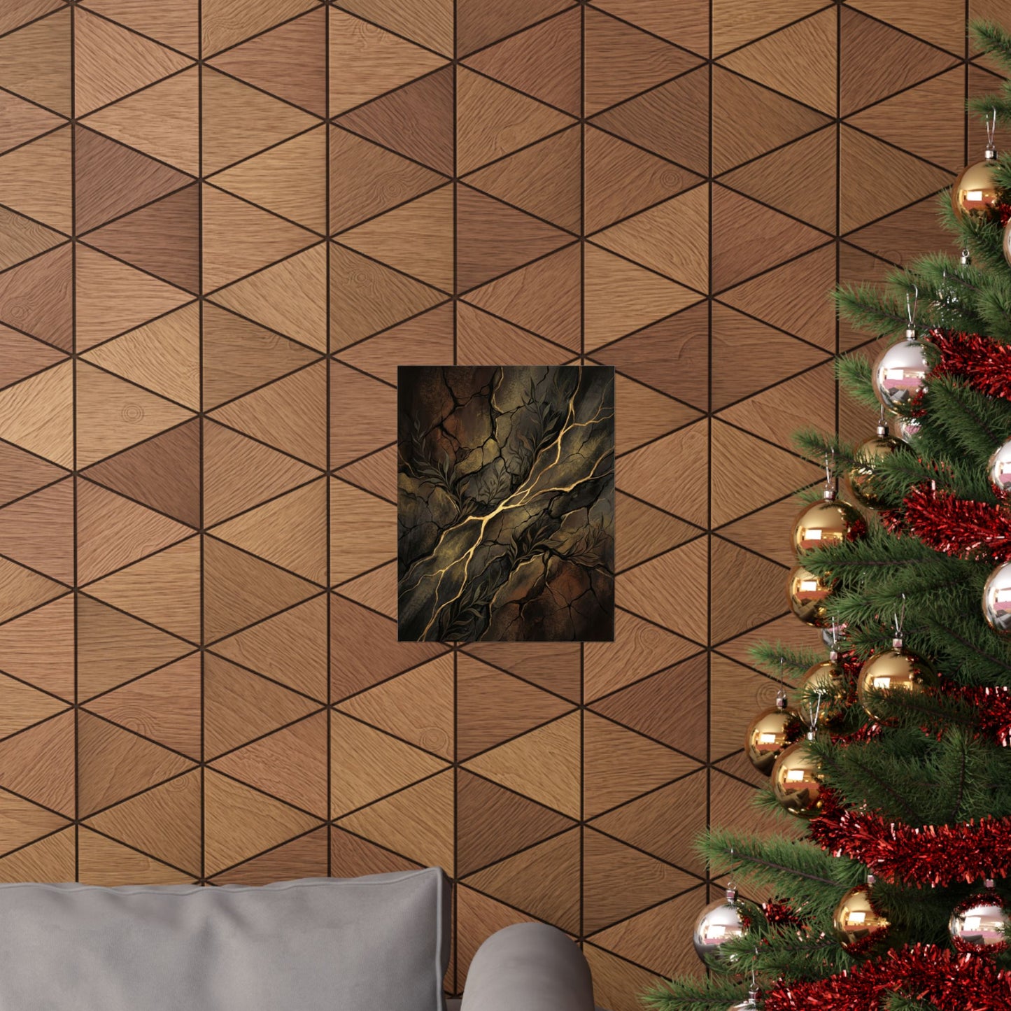 Bold Cracked Earth Wall Art Print - Charcoal Ink Dark Japandi