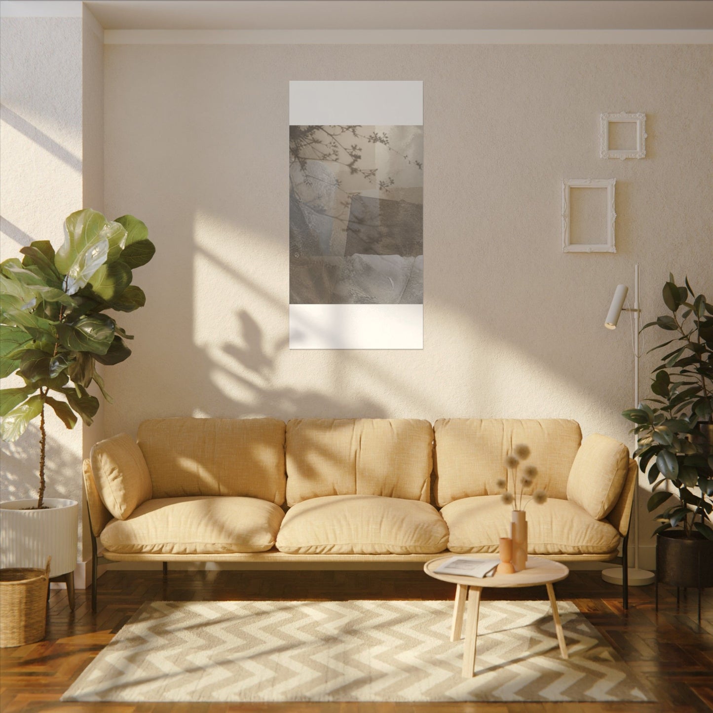 Neutral Shadow Play Canvas Art - Texture Japandi
