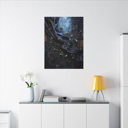 Spring Silk Drape Dark Texture Canvas Art | Atmospheric Decor