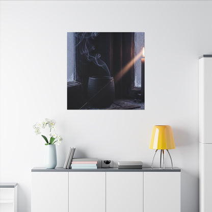 Incense Smoke Winter Canvas Art | Dark Japandi Sophisticated Design