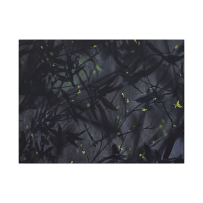 Shadow Play Spring Canvas Art | Dark Japandi Atmospheric Design