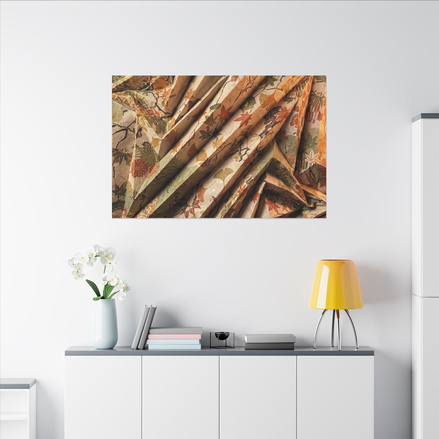 Paper Fold Autumn Canvas Art | Japandi Earthy Design